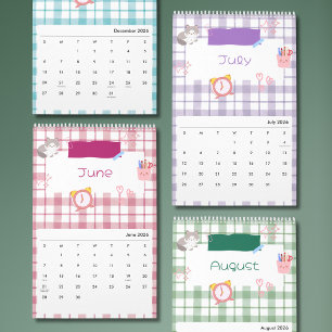 Helle Kawaii-Katzen-Kunst-Kalender Kalender