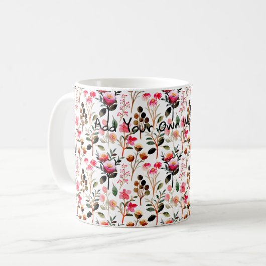 Helle kleine Blume Aquarellgeschenke Kaffeeliebhab Kaffeetasse (Vorderseite Links)