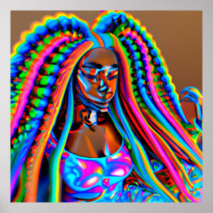 Helle Königin Rainbow Niedlich Hair Black Melanin Poster
