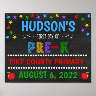 Helle Kopftafel Erster Tag des Pre-K-Zeichens Poster
