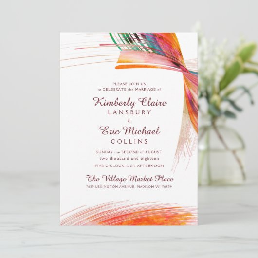 Helle Künstlerische Abstrakte Wasserfarbenpracht Einladung (Stehend Vorderseite)