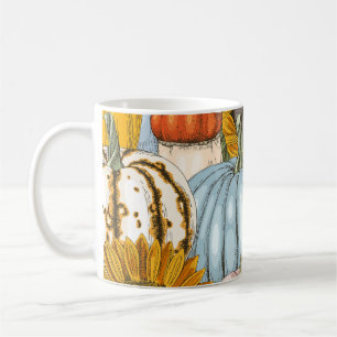 Helle Kürbis, Sonnenblumen, handgezeichnet Muster. Kaffeetasse
