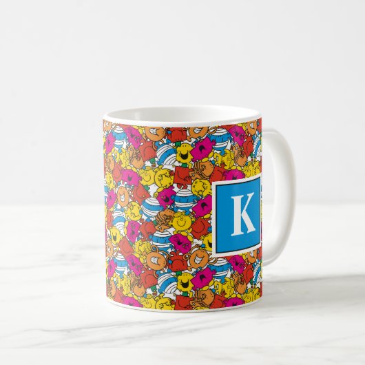 Helle lächelnde Gesichter | Monogramm Kaffeetasse (VorderseiteRechts)