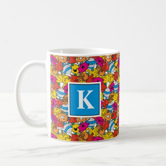 Helle lächelnde Gesichter | Monogramm Kaffeetasse (Links)