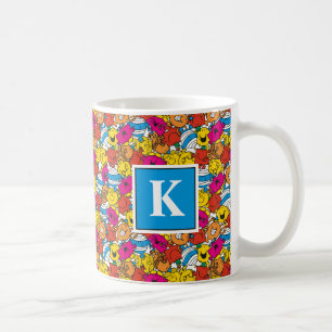 Helle lächelnde Gesichter   Monogramm Kaffeetasse