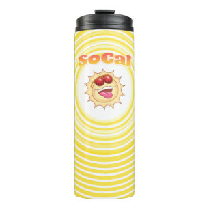 Helle lächelnde SoCal-Sonne Thermosbecher