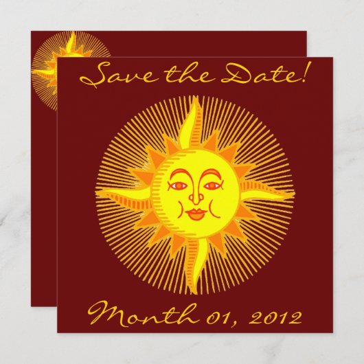 Helle, lächelnde Sonneneinladungen Save The Date (Vorne/Hinten)
