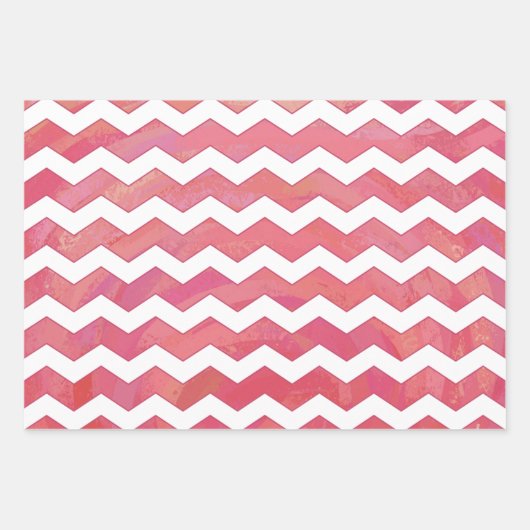 Helle Lachs Rosa Farbkoordinierte Muster Geschenkpapier Set (Vorderseite 2)