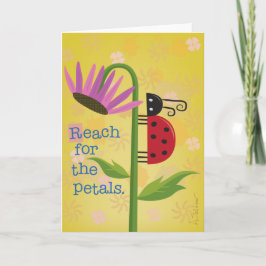 Helle Ladybug auf Lila Blume Grußkarte Karte