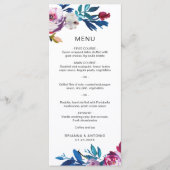 Helle, lebendige Aquamarin-rosa-florale Moderne Ho Menükarte (Vorderseite)