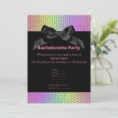 Helle, lebendige BLACK BOW BACHELORETTE INVITE Einladung (Stehend Vorderseite)