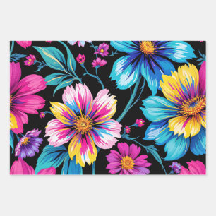 Helle, lebendige Blume Geschenkpapier Set