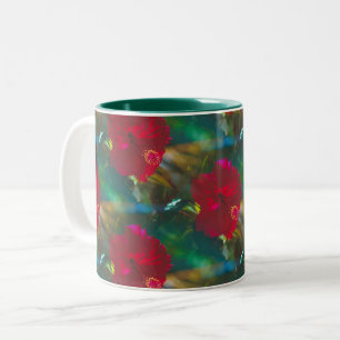 Helle, lebendige Red Tropical Hibisken zwei Töne  Zweifarbige Tasse