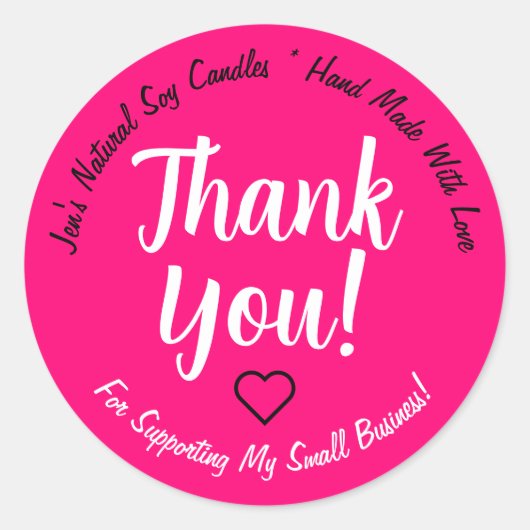 Helle, lebendige rosa Neon Vielen Dank für Ihre Pr Runder Aufkleber (Vorderseite)