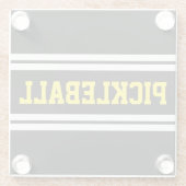 Helle Lemon PICKLEBALL Schwarz-weiße Racing Streif Glasuntersetzer (Rückseite)