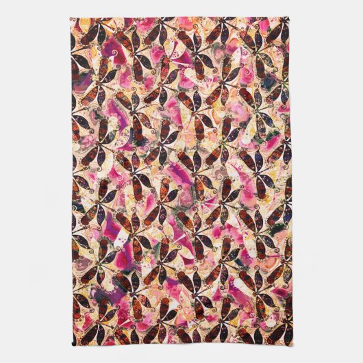 Helle Libellen Geschirrtuch (Vertikal)