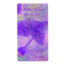 Helle Lila Bäume Hochzeitweiliges Weinetikett