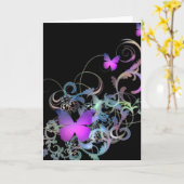 Helle Lila Butterfly Karte (Gelbe Blume)