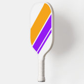 Helle, Lila, fett gelbe Führungsstreifen auf weiß Pickleball Schläger (Links)
