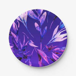 Helle lila fette Farbe Wasserfarbe Botanical Glam Pappteller