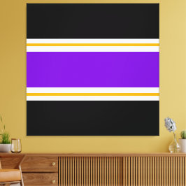 Helle, Lila-gelb-gelbe Streifen auf schwarzen Stre Leinwanddruck