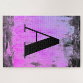 Helle, Lila Rosa und Schwarz-Monogramm Puzzle (Horizontal)