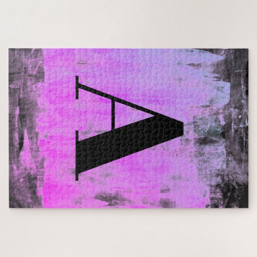 Helle, Lila Rosa und Schwarz-Monogramm Puzzle (Horizontal)