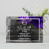 Helle Lila Rose Holz & Spitzen Rustikale Hochzeit Folieneinladung (Stehend vorne)