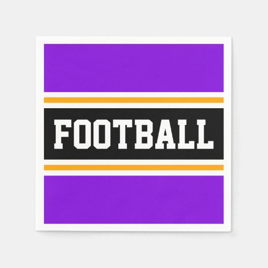 Helle, Lila, Schwarz-weiß-gelbe FUSSBALL Streifen Serviette (Vorderseite)