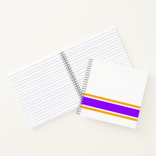 Helle, Lila Streifen mit gelbem Rand auf weißem Gr Notizblock (Innenseite)