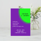 Helle lila und Limone grüne Mod-Hochzeit Einladung (Stehend Vorderseite)