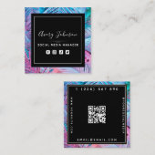 Helle Lila und rosa Neonfarben Gradient Moderner Q Quadratische Visitenkarte (Vorne/Hinten)