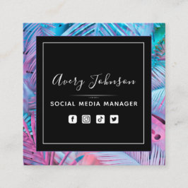 Helle Lila und rosa Neonfarben Gradient Moderner Q Quadratische Visitenkarte