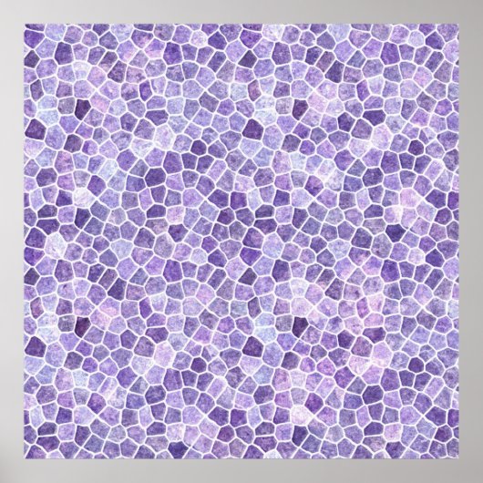 Helle Lilac und Lila Cobbled Patchwork Terrazo Pa Poster (Vorne)