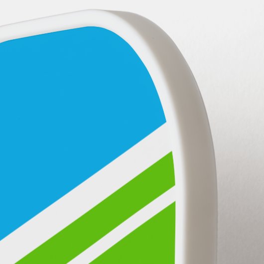 Helle, Limone Streifen auf Sky Blue Pickleball Schläger (Linke Seite)