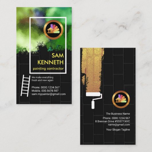 Helle Luminity Graffiti Grunge Brick Wall Painter Visitenkarte (Vorne/Hinten)