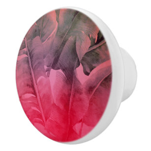 Helle lustige rosa tropische Sommer Palmwedel Keramikknauf