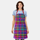 Helle Madras-Karu-Regenbogen-Karo Schürze (Getragen)