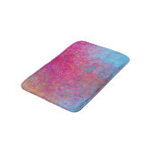 Helle Magenta Sunset Abstrakte Acrylpour Badematte (Schrägansicht)