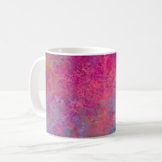 Helle Magenta Sunset Abstrakte Acrylpour Kaffeetasse (Vorderseite Links)