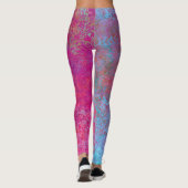 Helle Magenta Sunset Abstrakte Acrylpour Leggings (Rückseite)