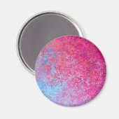 Helle Magenta Sunset Abstrakte Acrylpour Magnet (Vorderseite/Rückseite)