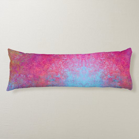 Helle Magenta Sunset Abstrakte Acrylpour Seitenschläferkissen (Vorderseite)