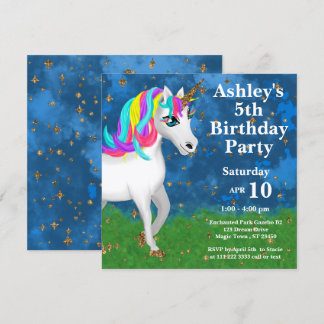 Helle Magical Unicorn 5. Geburtstagsparty Einladung
