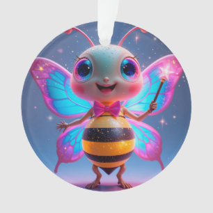 Helle magische Bienenfigur mit funkelnden Flügeln Ornament