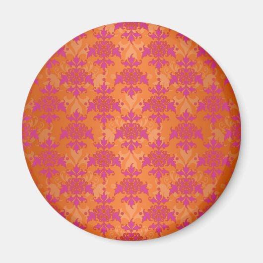 Helle Mandarine Tango Damask Orange Pink Magnet (Vorne)