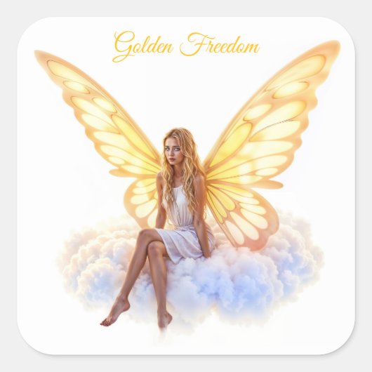 Helle Märchenschmetterlingsflügel sanfte Schönheit Quadratischer Aufkleber (Vorderseite)