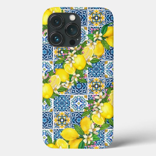 Helle mediterrane sizilianische Tiles Citrus Lemon Case-Mate iPhone Hülle (Rückseite)