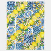 Helle mediterrane sizilianische Tiles Citrus Lemon Fleecedecke (Vorderseite)