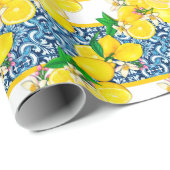 Helle mediterrane sizilianische Tiles Citrus Lemon Geschenkpapier (Rolleneckpunkt)